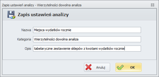 Zapisz moja analizę
