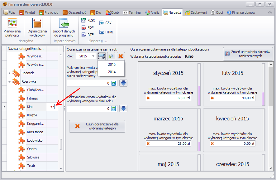 Jak poznać, które kategorie mają ustawione ograniczenia