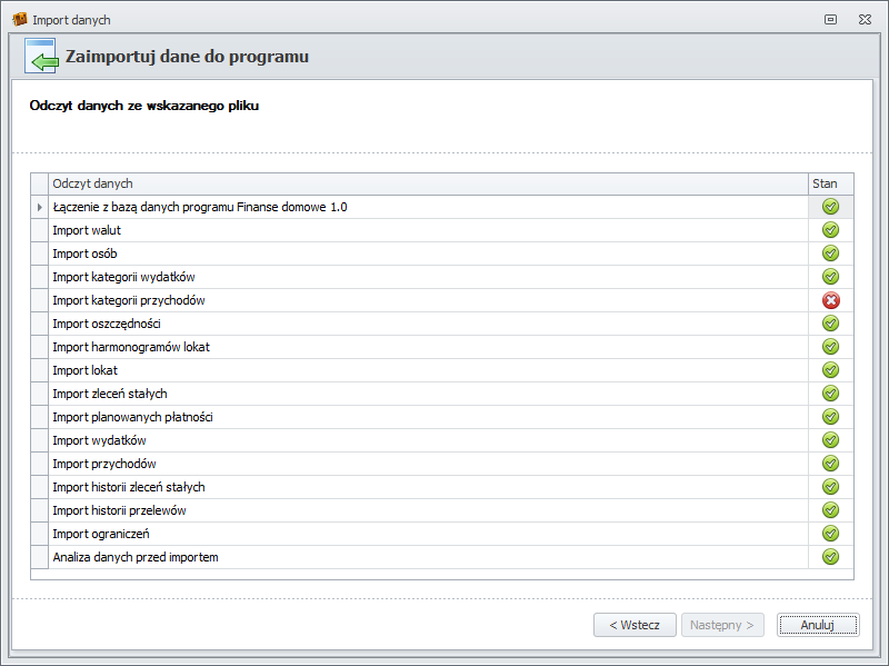 Błąd podczas odczytu danych